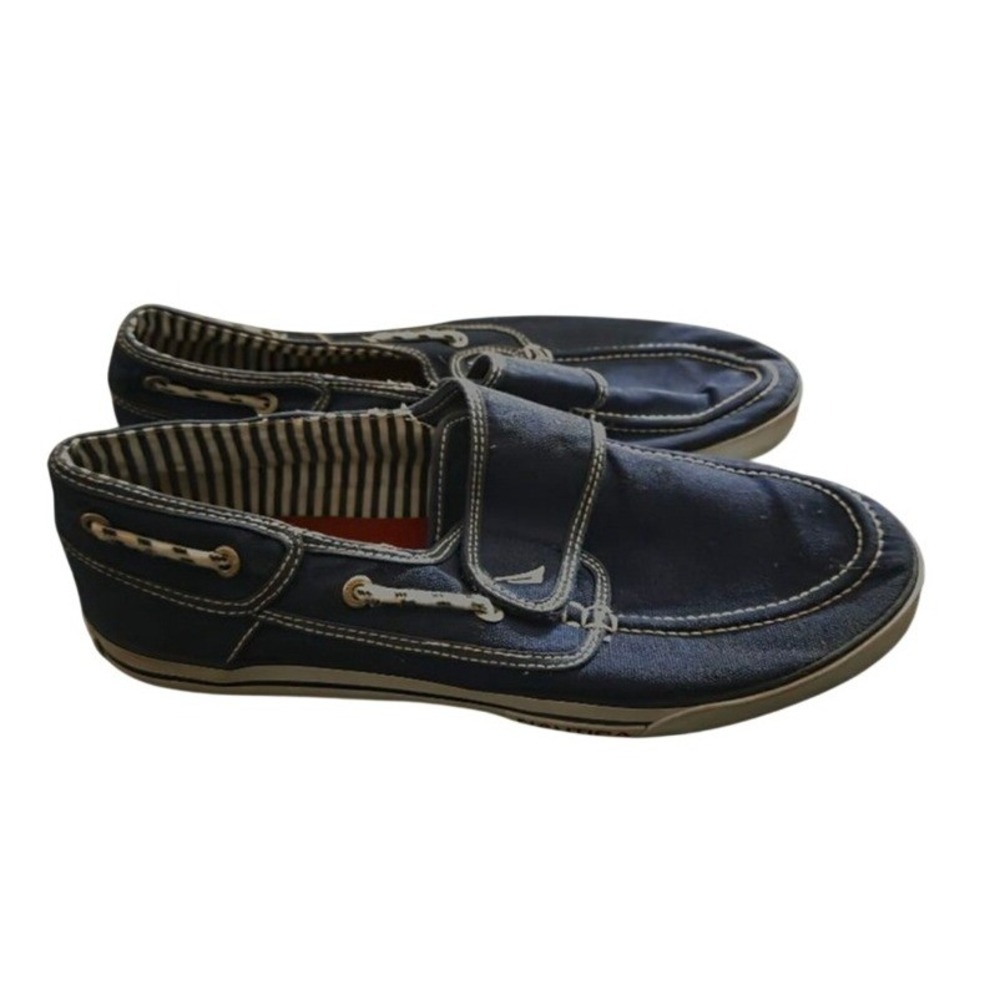 Men's Nautica Blue Canvas Boat Shoes Standard 10.5 with White Accents